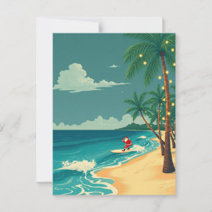 Hawaii Surfing Santa Tropical Beach Helgdag Travel Vykort