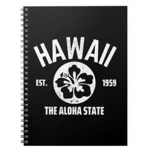 Hawaii The Aloha State Vintage Stat Grafik Anteckningsbok