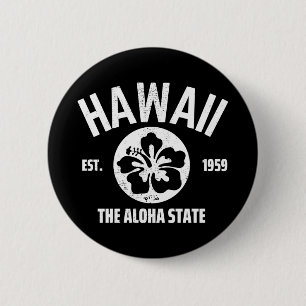 Hawaii The Aloha State Vintage Stat Grafik Knapp