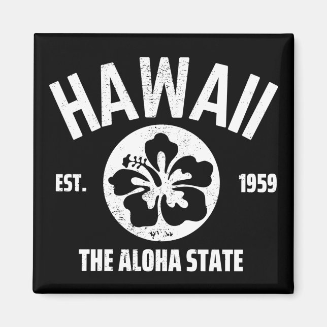 Hawaii The Aloha State Vintage Stat Grafik Magnet (Framsidan)
