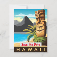 Hawaii Tiki Beach Tropisk bröllopsinbjudan
