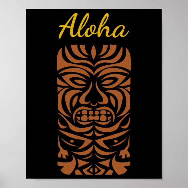 Hawaii Tiki Polynesian Big Kahuna Retro Hipster Poster (Framsidan)