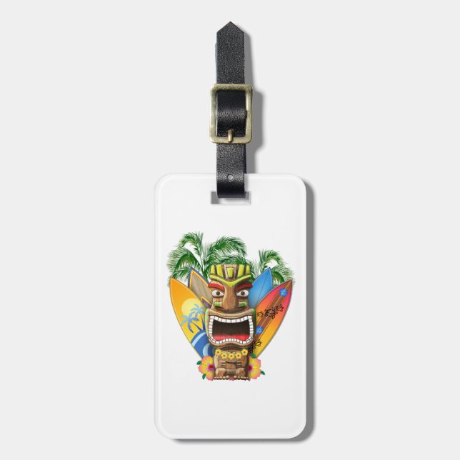 Hawaii Tiki Surfing Bagagebricka (Vertikal Framsida)