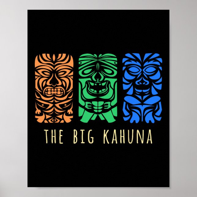 Hawaii Tiki Surfing Polynesian Big Kahuna Retro Hi Poster (Framsidan)