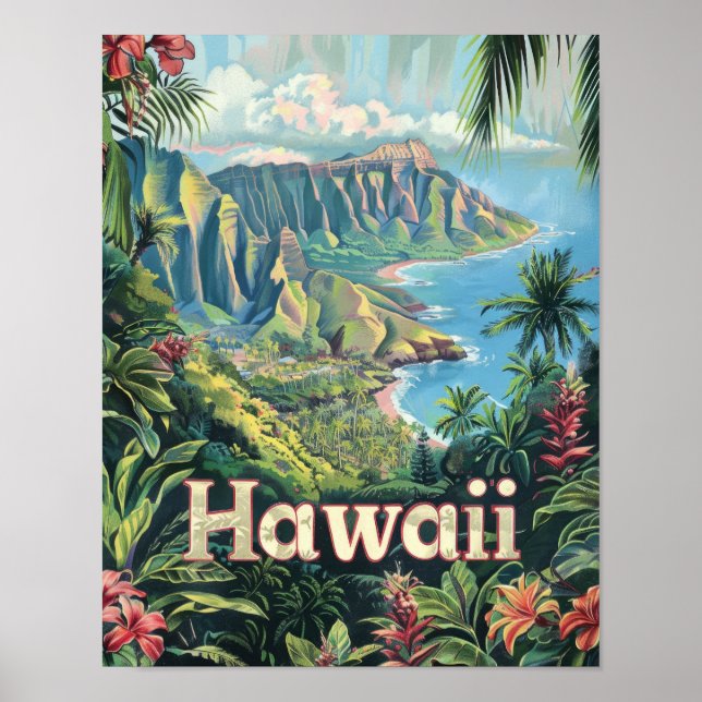 Hawaii Trave Poster Art Print Poster (Framsidan)