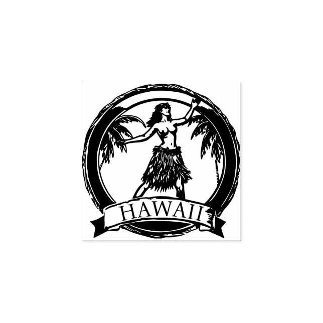 Hawaii Travel Hula Dancer Rubber Frimärke Stämpel (Tryck)