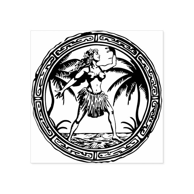 Hawaii Travel Hula Dancer Rubber Frimärke Stämpel (Tryck)
