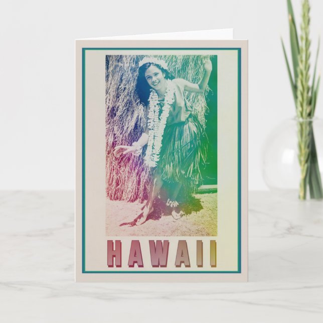 Hawaii Travel Hula Girl Greeting Card Kort (Framsida)