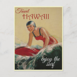 Hawaii Travel, njut av Surfan! Retro-Vintage Vykort