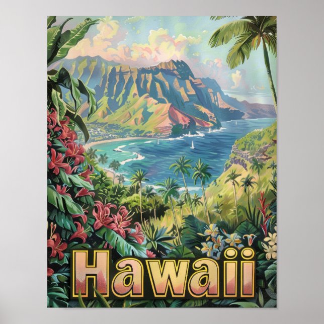 Hawaii Travel Poster Art Print Poster (Framsidan)