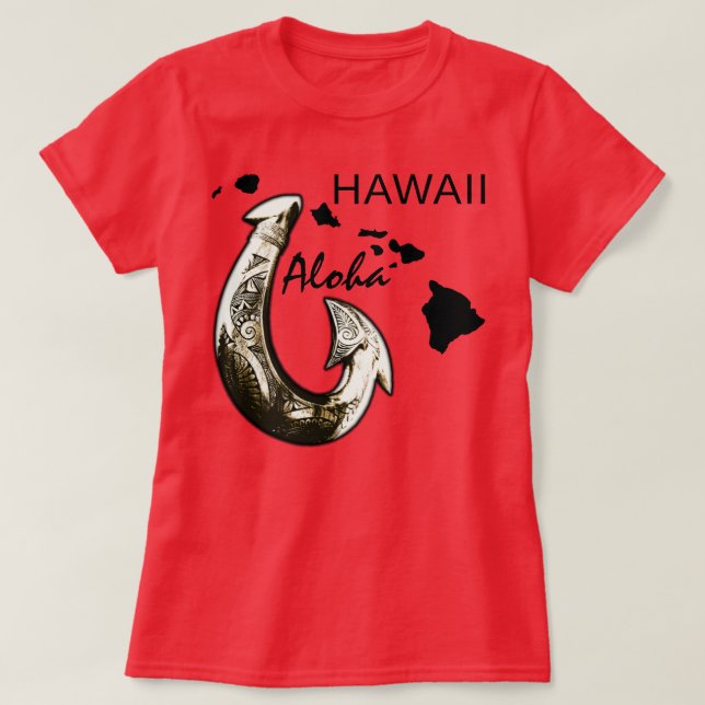 Hawaii Tribal Krok ALOHA HAWAII T Shirt (Design framsida)