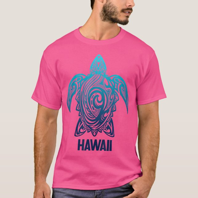 Hawaii Tribal Sea Turtle Hawaiian Surfer Scuba Div T Shirt (Framsida)