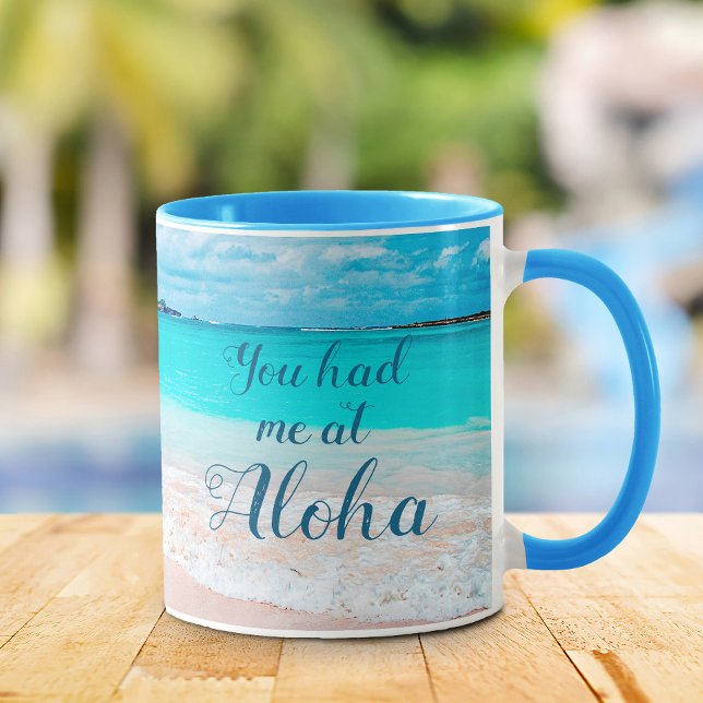 Hawaii Tropical Beach du hade mig på Aloha Script Mugg (Skapare uppladdad)