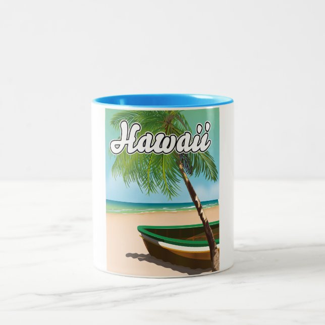Hawaii Tropical Beach resemålning Två-Tonad Mugg (Center)