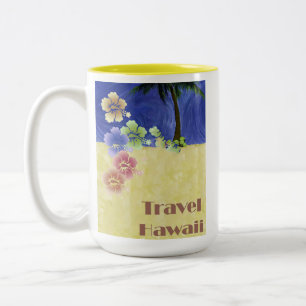 Hawaii Tropical Beach Retro Vintage resor Poster Två-Tonad Mugg