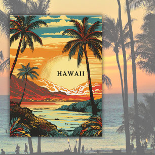 Hawaii Tropical Beach Vintage resor Vykort