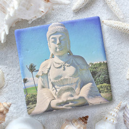 Hawaii Tropical Buddha Photo Bold Peacnice Antique Underlägg Sten