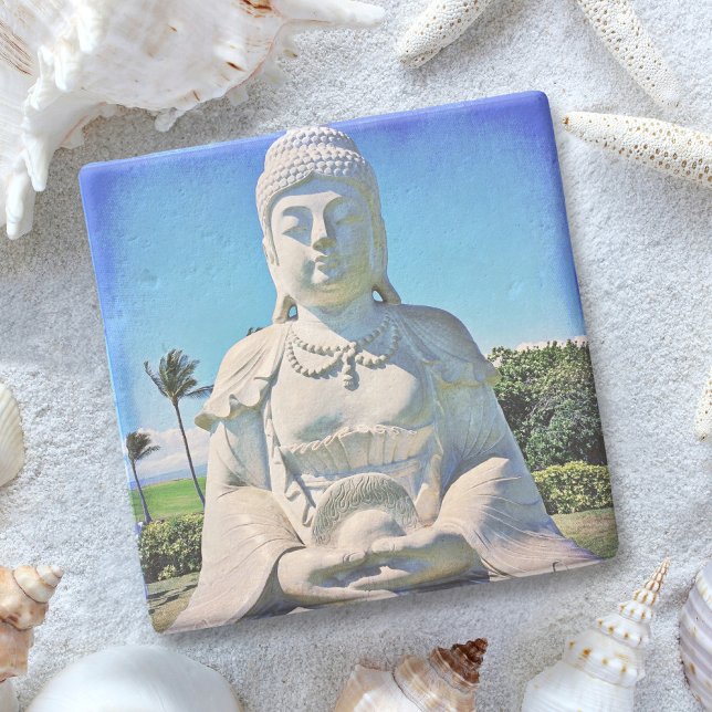 Hawaii Tropical Buddha Photo Bold Peacnice Antique Underlägg Sten (Skapare uppladdad)