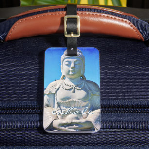 Hawaii Tropical Buddha Photo Exhale Quote-skript Bagagebricka