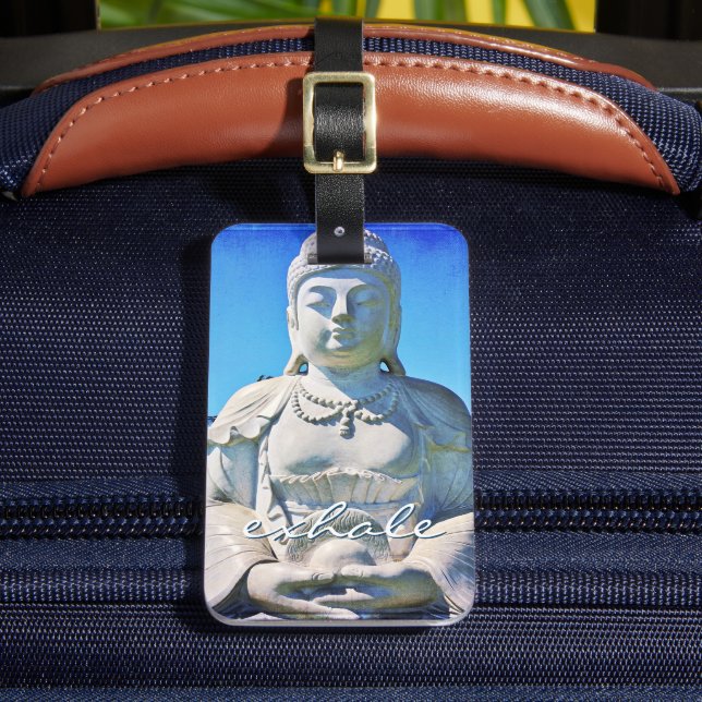 Hawaii Tropical Buddha Photo Exhale Quote-skript Bagagebricka (Framsida Insitu 2)