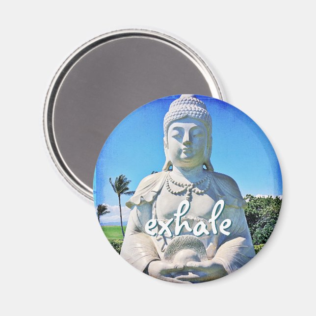 Hawaii Tropical Buddha Photo Exhale Quote-skript Magnet (Front/Back)