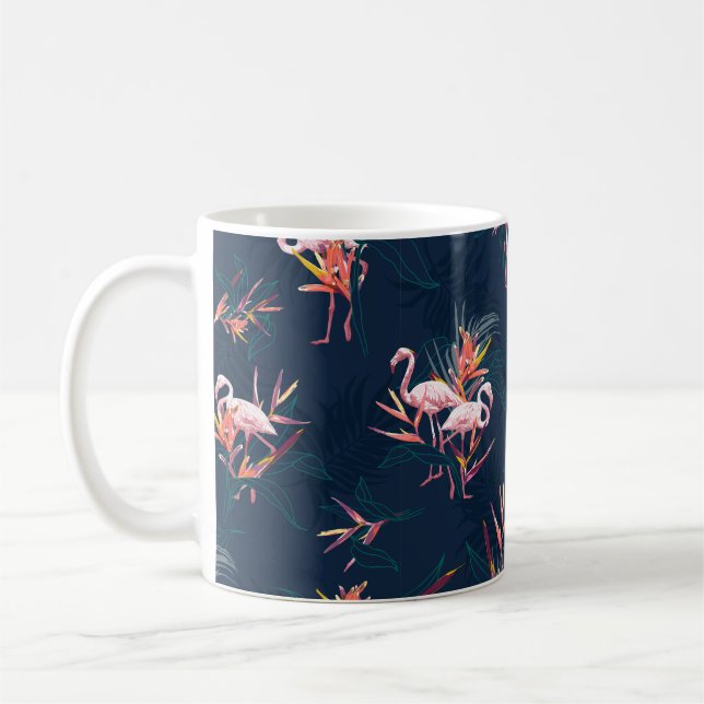 Hawaii Tropical Flamingo with Bird of Paradise Flo Kaffemugg (Vänster)