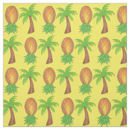 Hawaii Tropical Island Handflatan Träd Pineapples Tyg