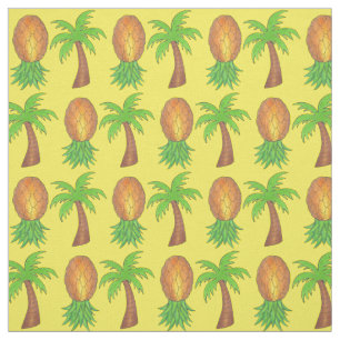 Hawaii Tropical Island Handflatan Träd Pineapples  Tyg