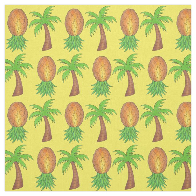 Hawaii Tropical Island Handflatan Träd Pineapples  Tyg (Provkarta)