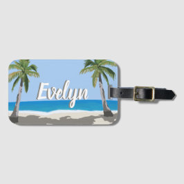 Hawaii Tropical Palm Tree Beach Personalized  Bagagebricka