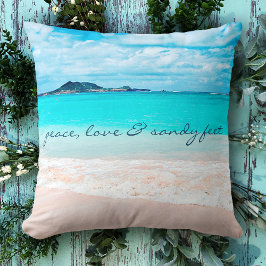 Hawaii Tropical Peace Kärlek Sandy Feet Beach Phot Kudde