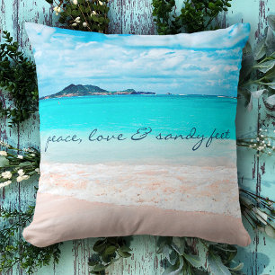 Hawaii Tropical Peace Kärlek Sandy Feet Beach Phot Kudde