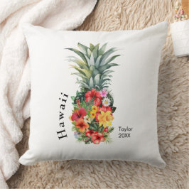 Hawaii Tropical Pineapple w/ Flowers, Family Namn Kudde