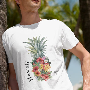 Hawaii Tropical Pineapple w/ Flowers, Family Namn T Shirt