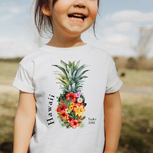 Hawaii Tropical Pineapple w/ Flowers, Family Namn T Shirt