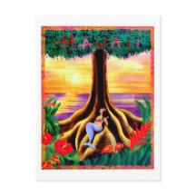 Hawaii, tropik ö, sjöjungfru under stora träd