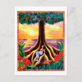 Hawaii, tropik ö, sjöjungfru under stora träd vykort