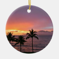 Hawaii tropisk solnedgång på stranden