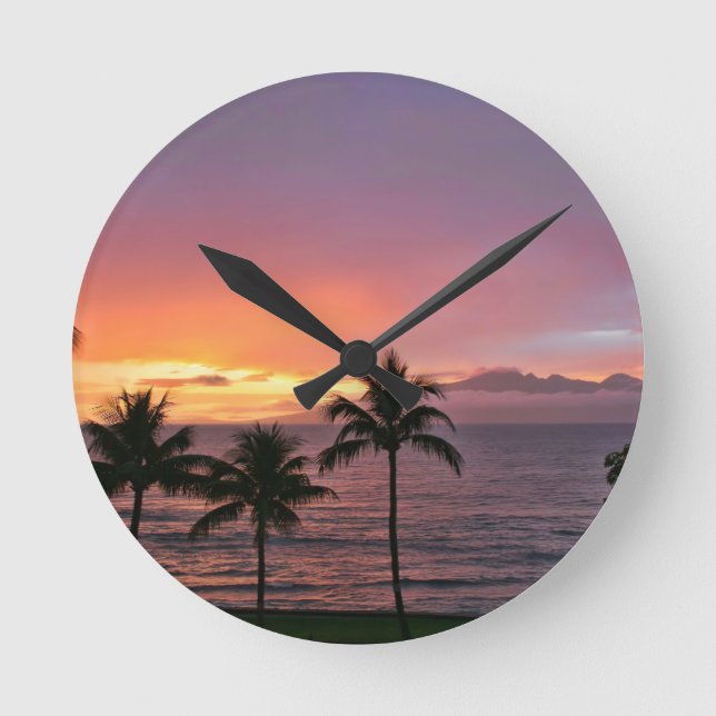 Hawaii tropisk solnedgång på stranden rund klocka (Framsida)
