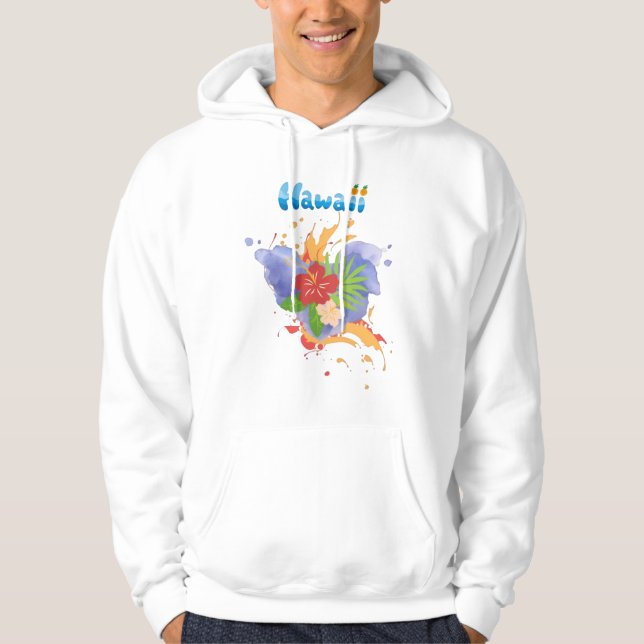 Hawaii tropiska blommor semester strand sommar hoodie (Framsida)