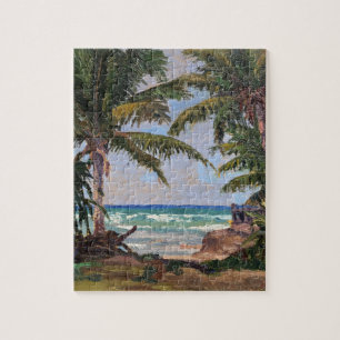 Hawaii Tropiska Palmträd Vintage Pussel