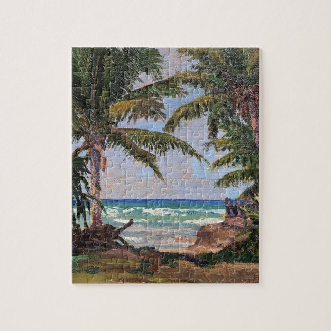 Hawaii Tropiska Palmträd Vintage Pussel (Vertikal)