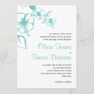 Hawaii Turcos Hibiscus Destination Wedding Inbjudningar