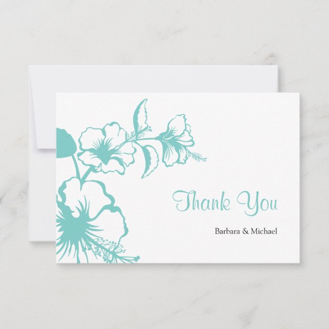 Hawaii Turcos Hibiscus Destination Wedding Tack Kort (Framsida)