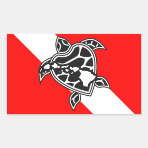 Hawaii Turtle Dive Flagga Rektangulärt Klistermärke