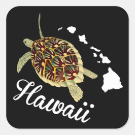 Hawaii Turtle Fyrkantigt Klistermärke