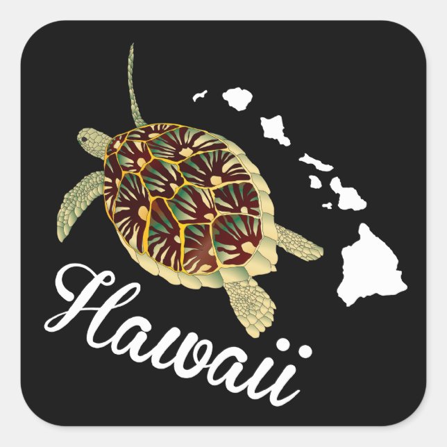 Hawaii Turtle Fyrkantigt Klistermärke (Framsida)