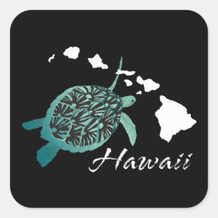 Hawaii Turtle Fyrkantigt Klistermärke