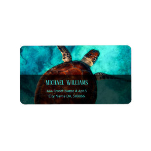 Hawaii Turtle Photo Label Adressetikett