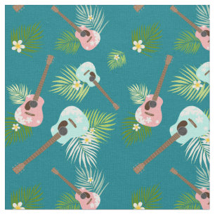 Hawaii Ukulele Blommigt Tyg